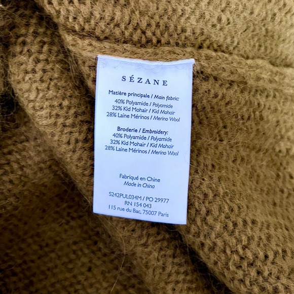 SÉZANE La Maille Sezane Suzon Jumper Sweater Olive Floral Embroidered Large - Picture 13 of 15